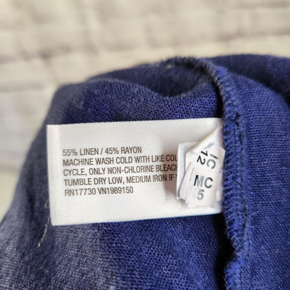 A New Day Linen Blend Button Front Tank Top Womens Sz Small Dark Blue - Picture 6 of 8